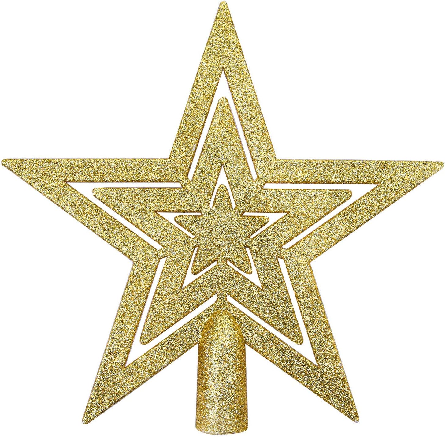 20 cm Glitter Christmas Tree Star Top Decoration Christmas Tree Topper Decoration Star Treetop for Christmas Tree Ornament (Gold)