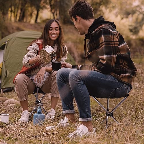 Miniatura 9 de REDCAMP Paquete de 2 taburetes de campamento ultraligeros con patas retráctiles, trípode portátil de 3 patas, taburetes de campamento para adultos,