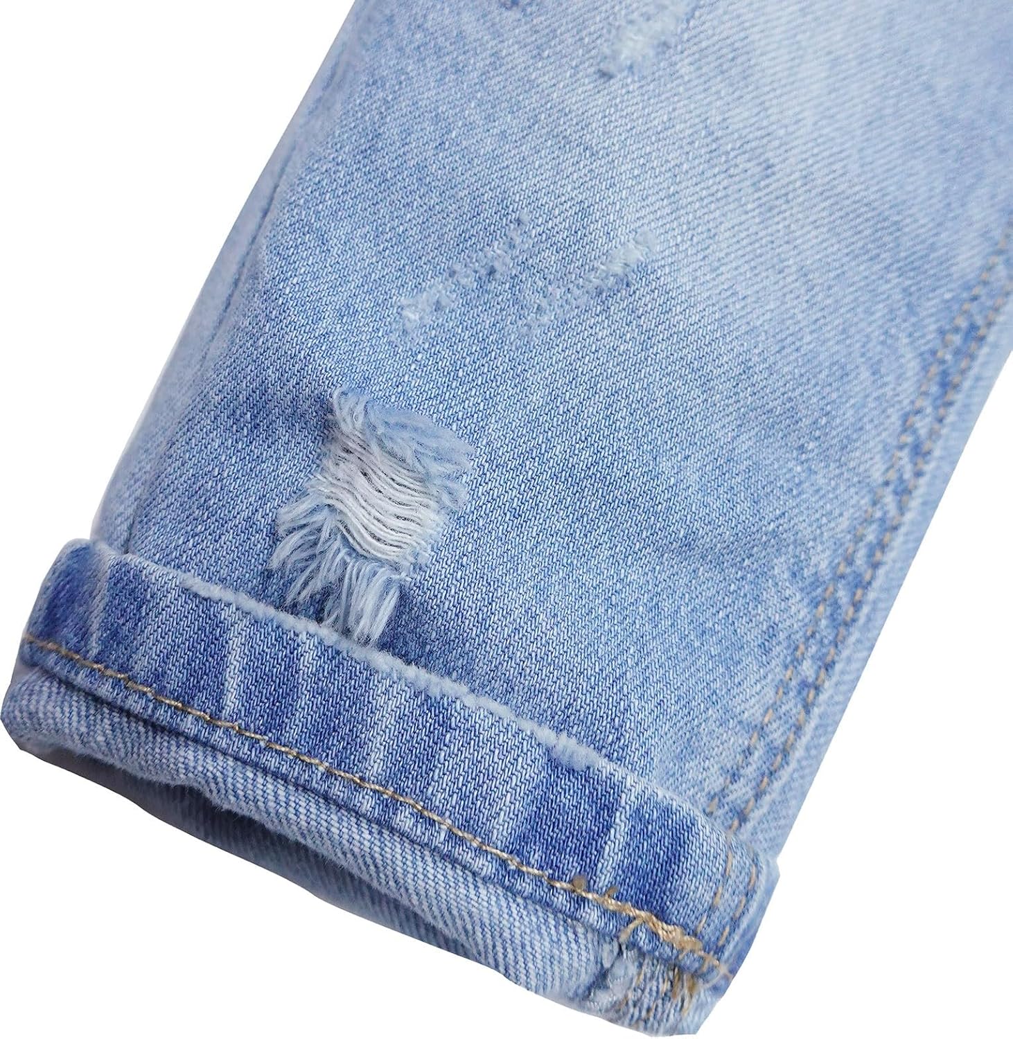 KIDSCOOL SPACE Baby Girl Boy Jeans,Soft Ripped Denim Elastic Band Inside Pants - Image 4