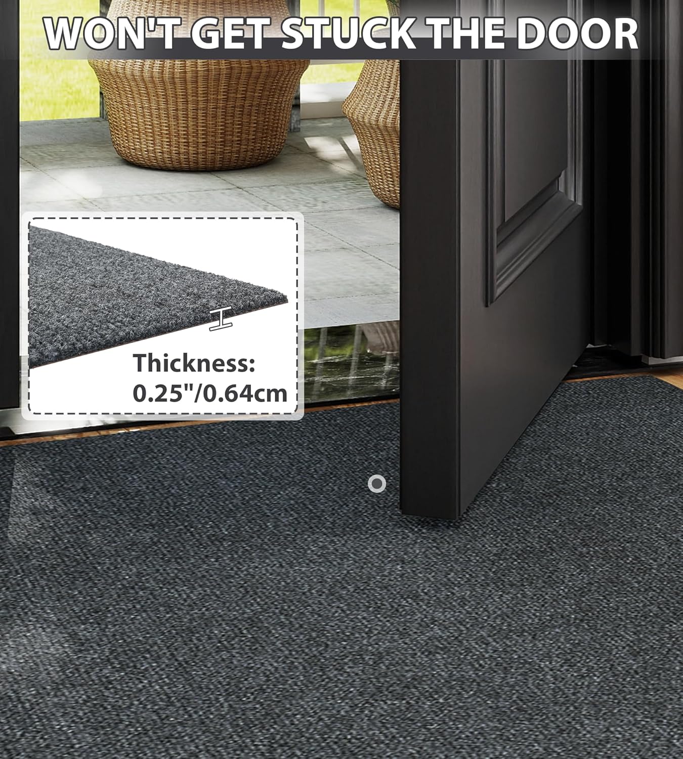 jxgzyy Runner Rugs for Hallway 2'11 x 9'10'', Non Slip Carpet Runner, Heavy Duty Indoor Outdoor Long Floor Mat with Rubber Backing, for Entrance, Patio, Garage, Mudroom, Grey