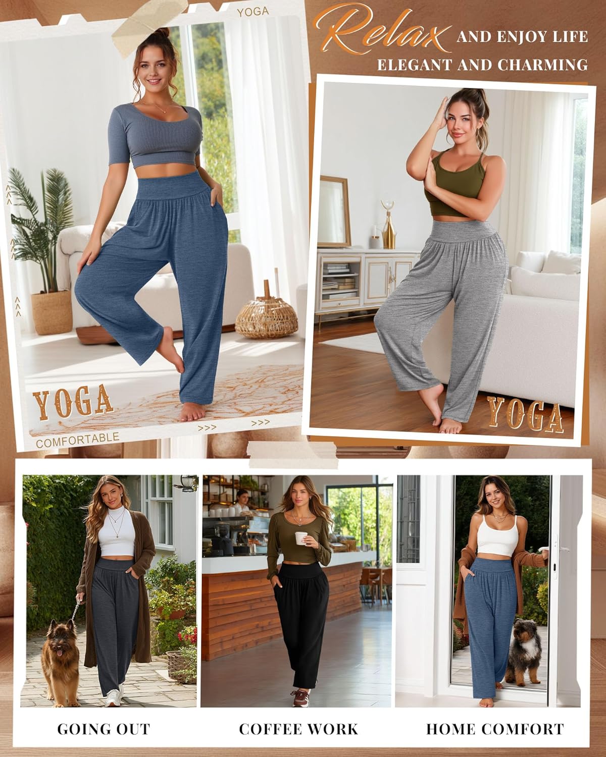 4 Pack Women's Plus Size Yoga Pants Wide Leg High Waist Sweatpants Casual Baggy Joggers with Pockets Winter - Image 2