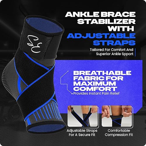 Miniatura 2 de Special Essentials 1 par de tobilleras con correa de tobillo para hombres y mujeres alivio de la fascitis plantar, soporte de tobillo, alivio del