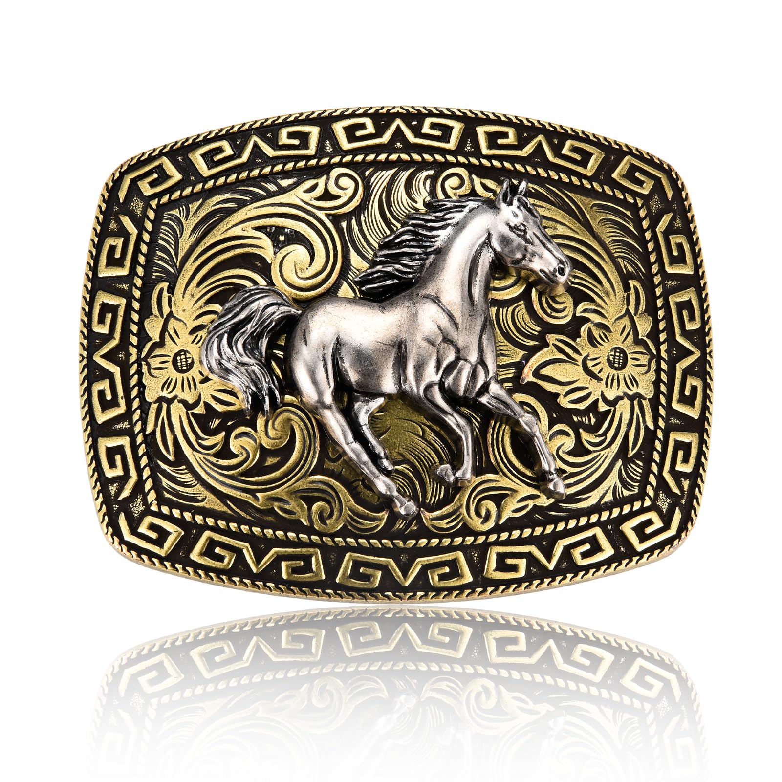 BBOTEN Cowboy Belt Buckle for Men, Running Horse Rodeo Western Belt Buckle, Vintage Belt Buckles Mens