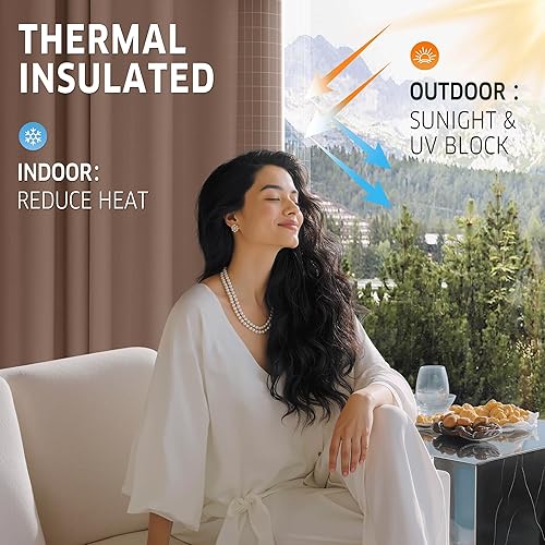 Miniatura 3 de RYB HOME Cortinas para exteriores para porche, opacas, impermeables, para privacidad exterior, para cenador delantero, jardín, patio, puerta,