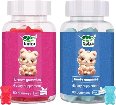 Breast & Butt Curve Gummies Combo Pack for Women, Vitamin A/C/E/B6, Maca Root & Fenugreek Extract, Berry Flavor,120 Count
