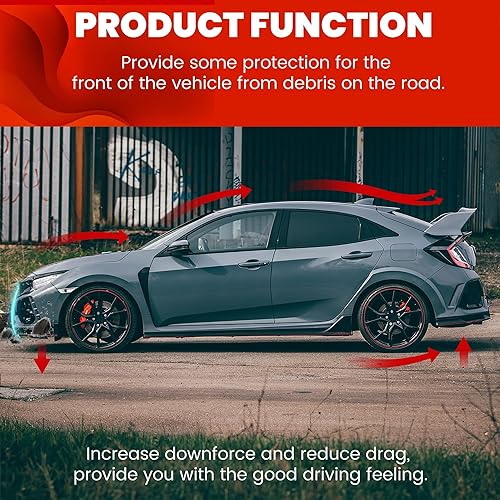 Miniatura 7 de ECOTRIC Alerón universal negro para parachoques delantero con labio inferior, ABS, compatible con Audi, Ford, BMW, Honda, Chevrolet, Civic, Benz,