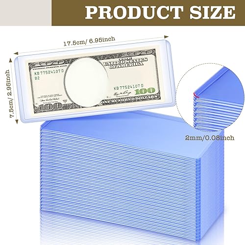 Vista 8 de Yexiya 300 soportes para billetes de dólar de PVC, fundas protectoras transparentes para billetes, 6.9 x 2.95 pulgadas (azul)