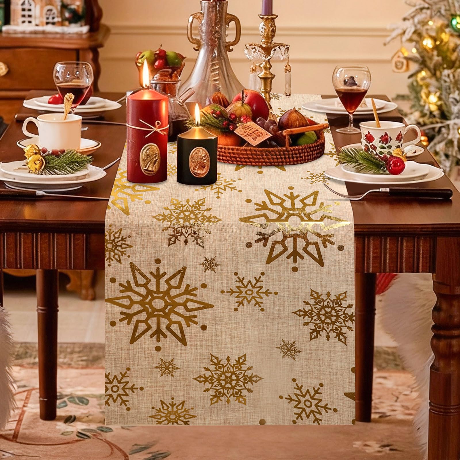 Lemicin Gold Christmas Table Runners - Image 4