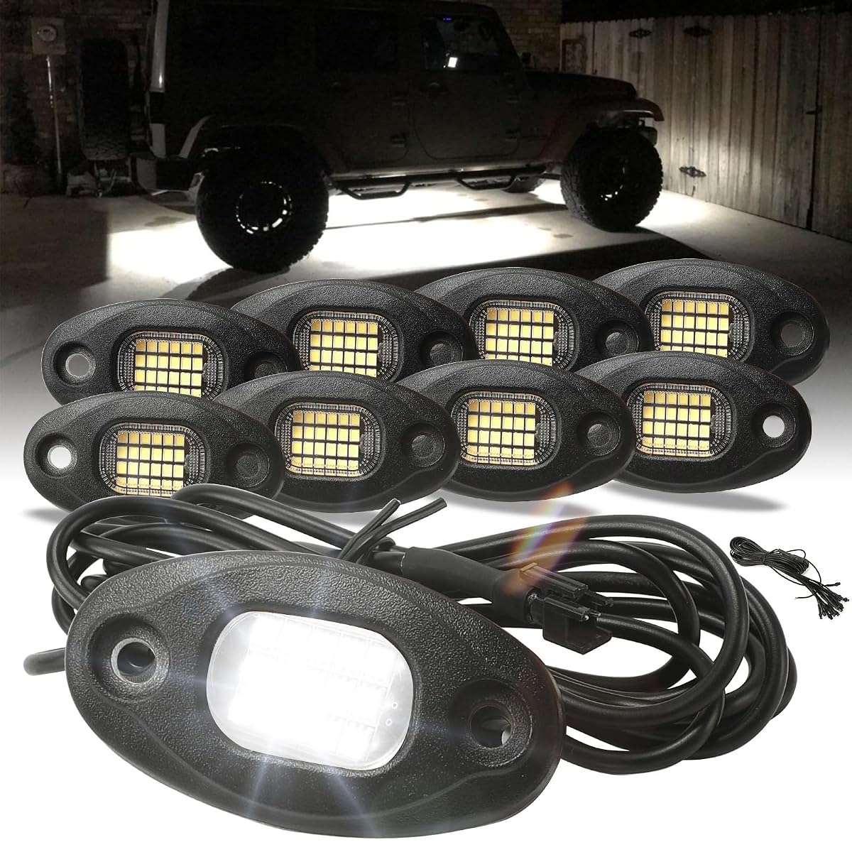 SUNPIE Quick Connect Rock Lights, 8 Pods, Aluminium, 6000K Pure White, IP67