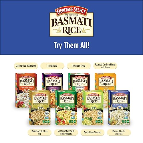 Miniatura 5 de Heritage Select Arroz basmati premium  Ajo asado y hierbas caja de 6.5 onzas (paquete de 6)  Guarnición de arroz pilaf saborizado  Sin OMG, vegano,