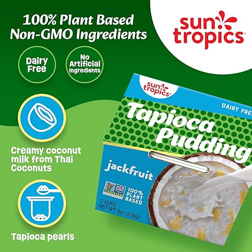 Miniatura 4 de Sun Tropics Pudín de tapioca, fruta de yaca, pudín vegano, sin lácteos, sin gluten, sin OMG, listos para comer, 8.0 onzas (paquete de 6)