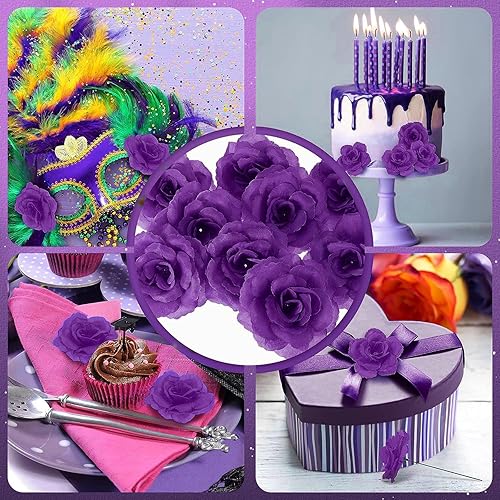 Miniatura 4 de Yuxung 200 flores artificiales de seda falsa de 3 pulgadas con tallo de esmeralda, rosa sintética y tallo de 6 pulgadas para boda, ramo de novia,