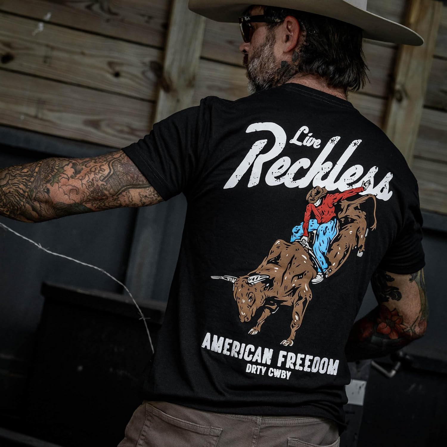 Combat Iron Men's Graphic T-Shirt | Live Reckless | Athletic Fit, Tagless Comfort