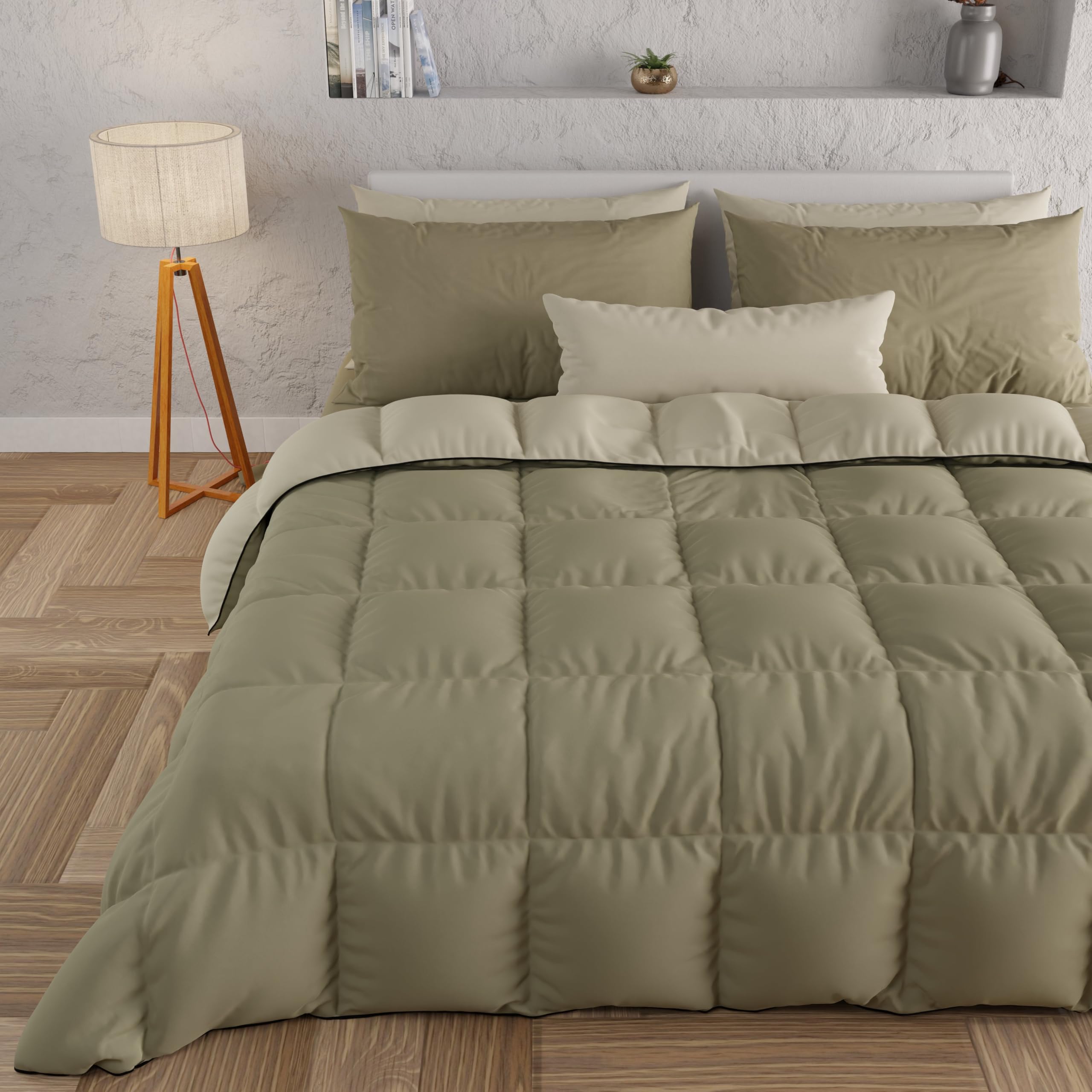PETTI Artigiani Italiani - Winter Quilt 260x270 cm Super King, Warm Reversible Double Face Quilt Mud Dove, Hypoallergenic Microfibre 300g/m², Soft and Cosy, Made in Italy — image 1