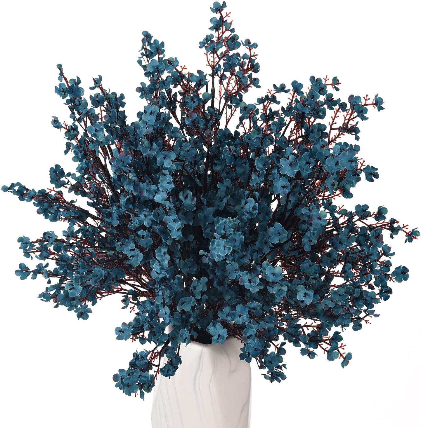 15PCS Artificial Baby Breath Flowers Fake Silk Real Touch DIY Floral Bouquets Decor Wedding Party Decoration Arrangements-Teal Blue