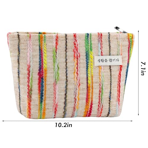 Miniatura 4 de Bolsa de maquillaje de viaje linda bolsa de cosméticos para mujer, bolsa de maquillaje arcoíris de gran capacidad, bolsa de cosméticos con