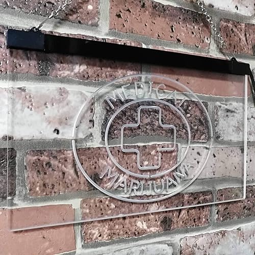 Miniatura 4 de Cruz médica de marihuana vendida aquí pantalla interior doble color LED neón letrero blanco y verde 24 "x 16" st6s64-i3084-wg