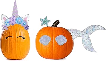 Amazon Decorae ハロウィン パンプキンキットセット ユニコーンとマーメイドのテーマ 再利用可能なメタルアクセサリー13個 ハロウィン 秋 パンプキン 顔の装飾用 おもちゃ おもちゃ