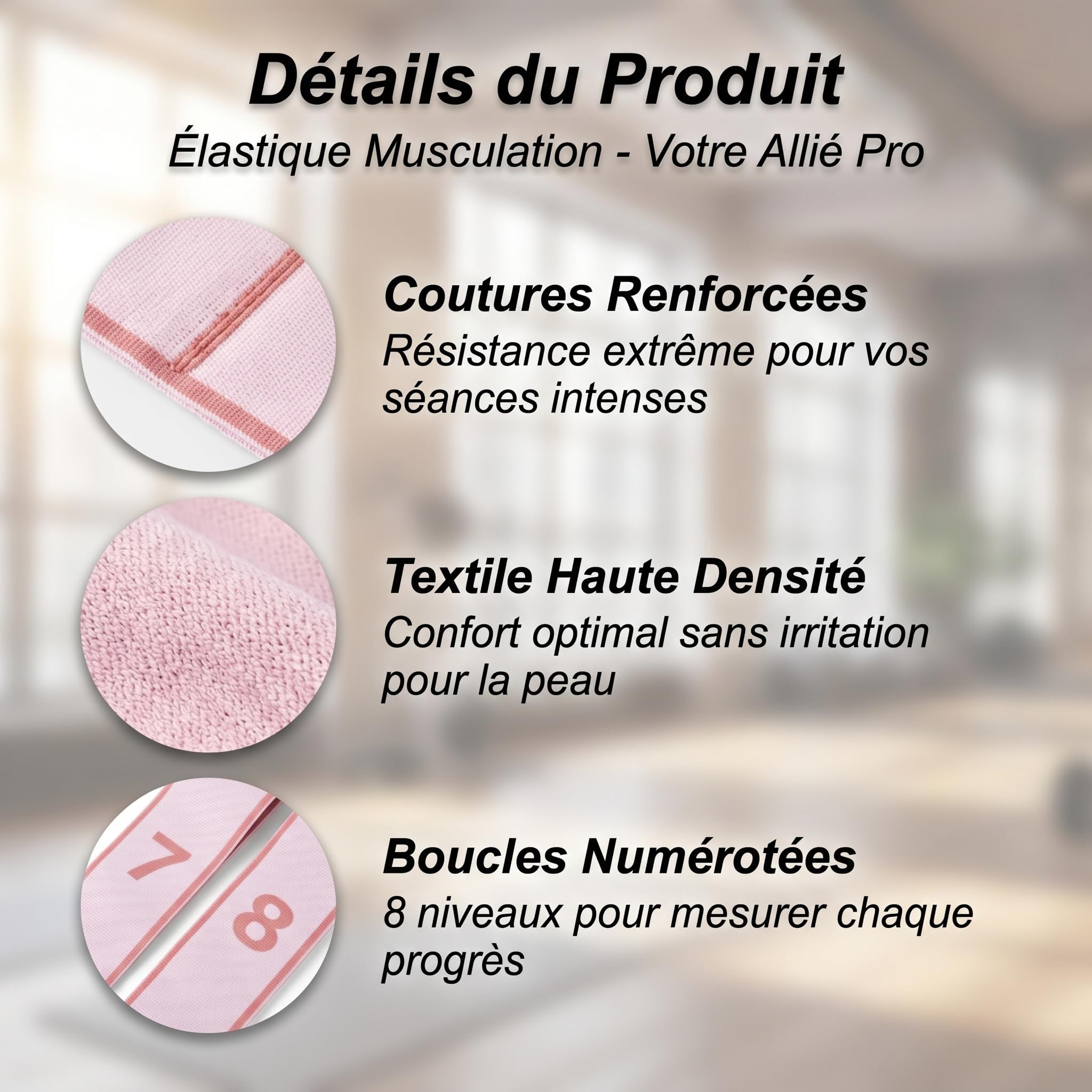 Bande Élastique Musculation 8 Niveaux de Résistance Set Cordes Élastiques Fitness Durable Yoga Pilates Danse Latine Gym Rééducation