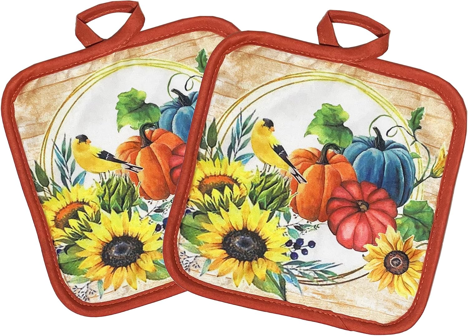 Oven Mitts and Pot Holders - Kitchen Towels and Dish Cloths Sets - Oven Mitts - Tea Towels - Dish Cloths Set (Pumpkin)