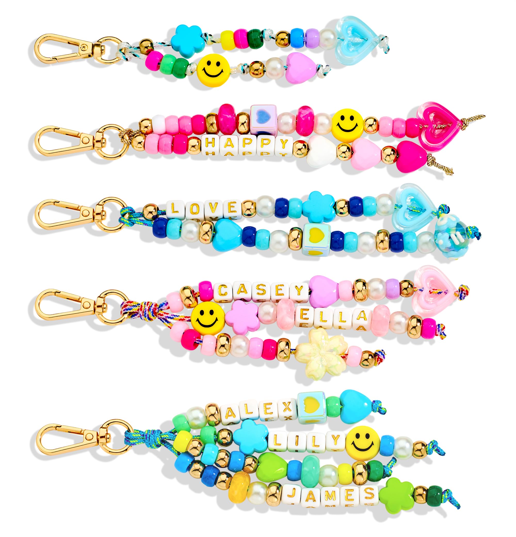 RepaTime Kit de cuentas para bolsas de bricolaje, kit de fabricación de llaveros, kit de fabricación de joyas, ideal para un regalo de Navidad para niñas, fiesta, actividad familiar, dije de llavero