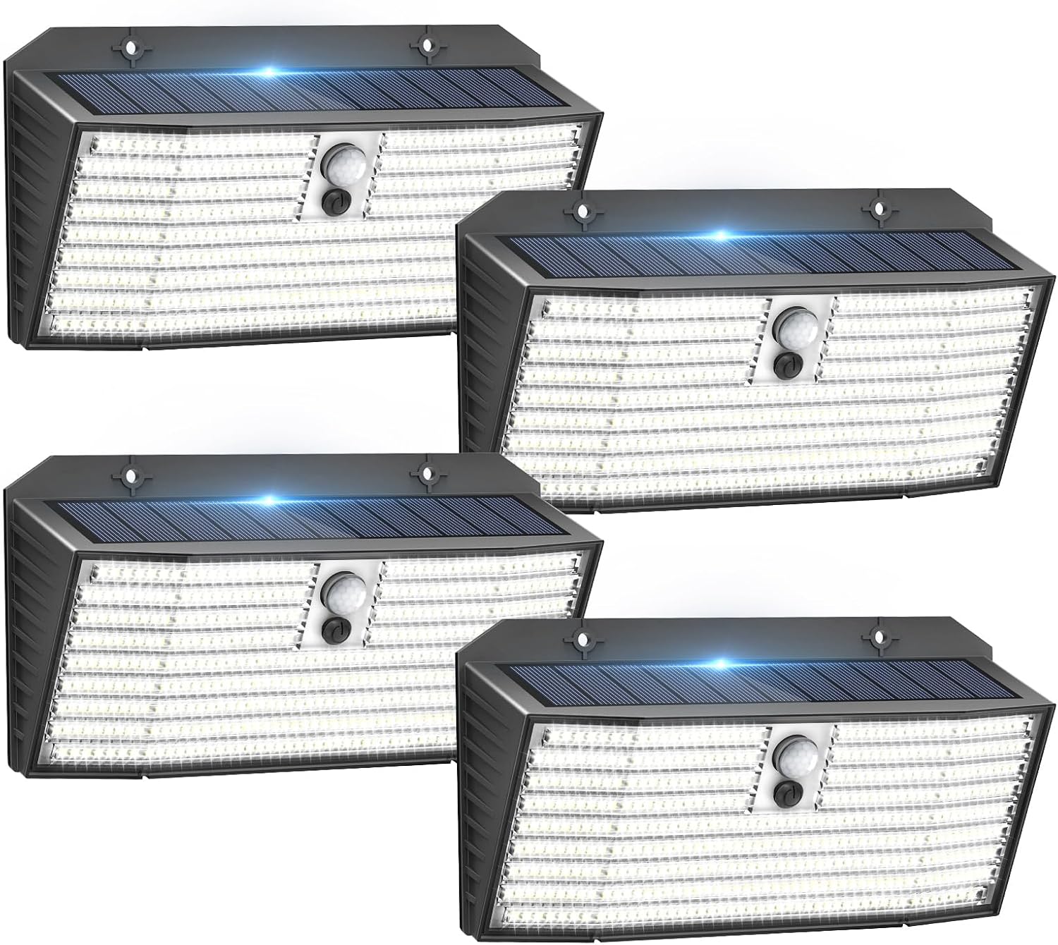 Upgraded Solar Lights Outdoor, 4 Pack 418 LED Motion Sensor Outdoor Lights, 3 Modes Security Light, IP65 Waterproof Solar Powered Wall Light for Outside Yard Garage Deck Fence