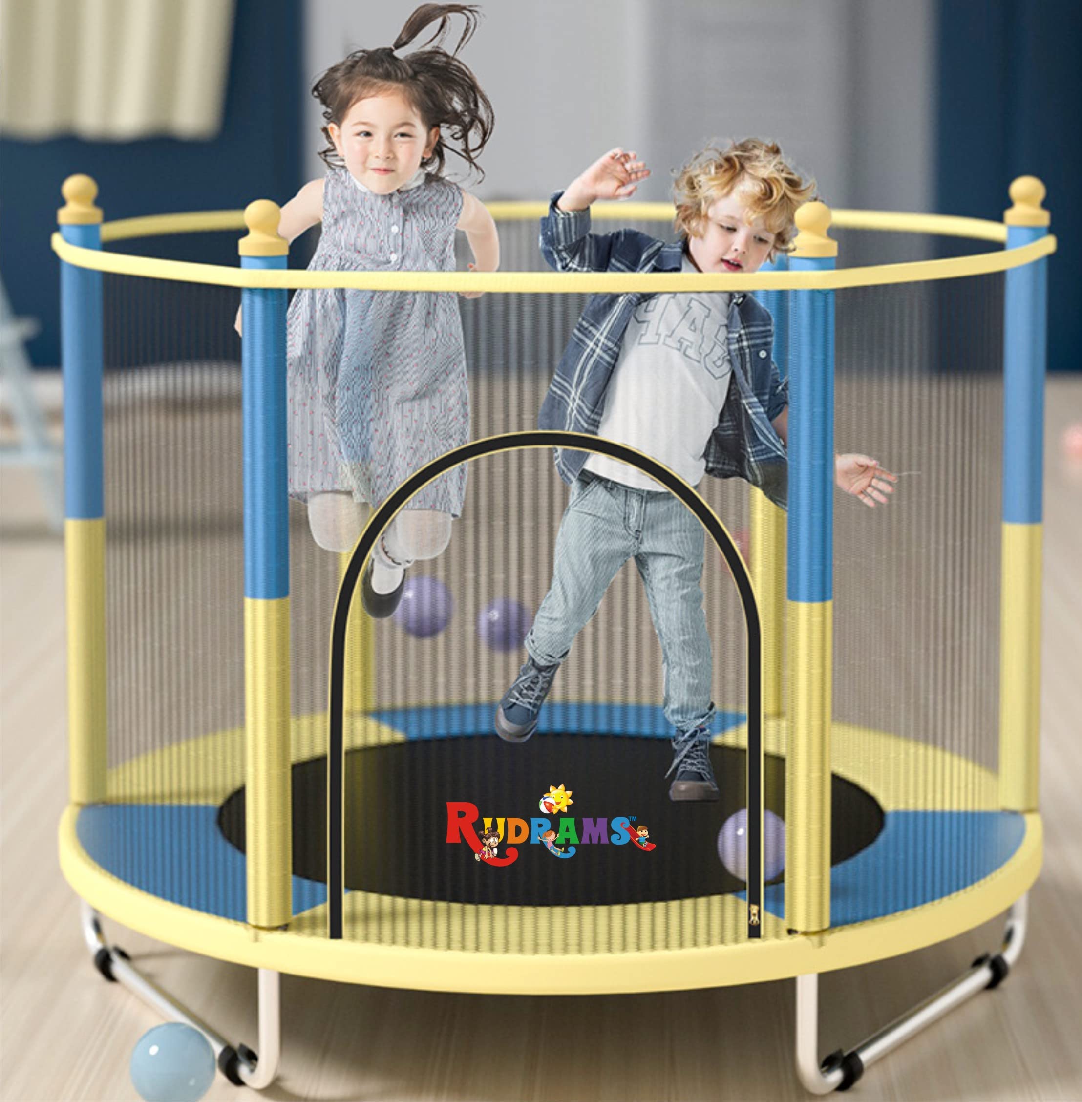 RUDRAMS 55 Inches Trampoline for Kids Indoor ||Kids Jumping Trampoline || trampoline for kids indoor || trampolines for kids || trampoline for adults || Trampolines (Yellow/Blue) (B09RW2GMCL) Amazon Price History, Amazon Price Tracker