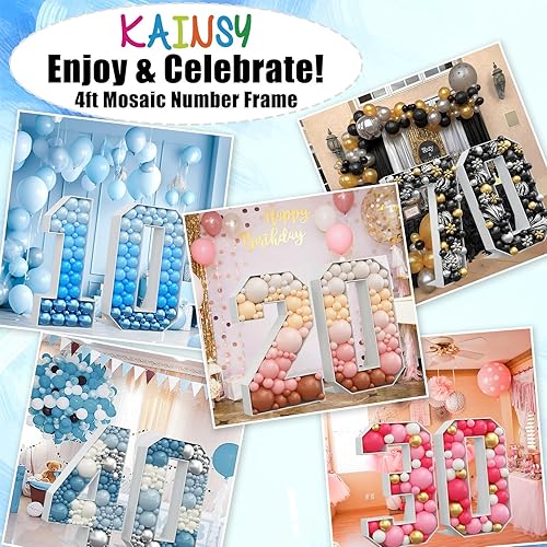 Miniatura 3 de Números de mosaico para globos del número 10, marco de globos de 4 pies, números de marquesina grandes, kit de números de cartón grandes, kit de