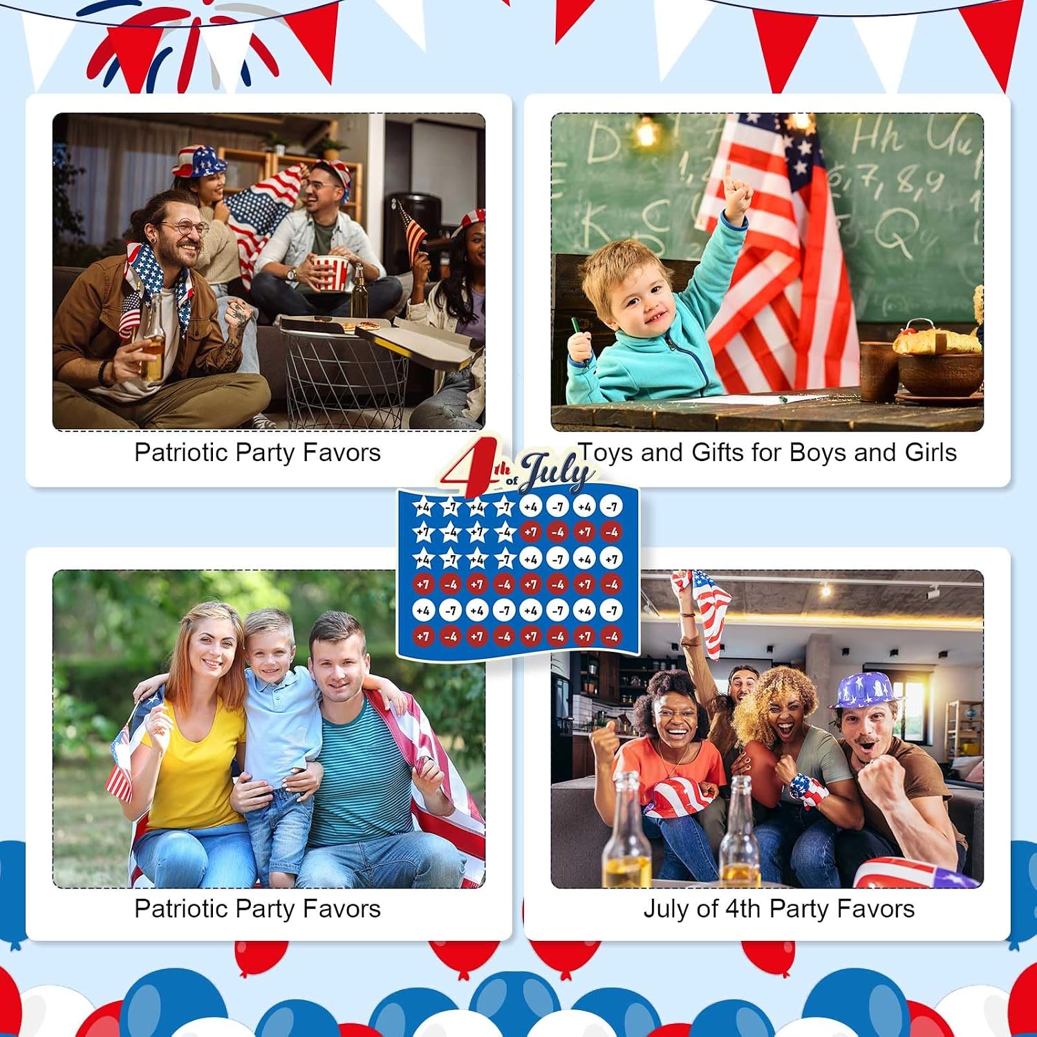 Seenelling 4th of July Games for Outdoor Indoor Activities Large Dart Board with 20 Sticky Balls Patriotic Fourth of July Yard Games for Kids Adults Independence Day Party Supplies