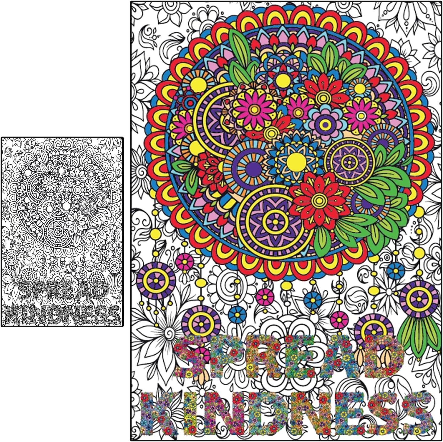Giant Coloring Poster for Adults and Kids - Extra Large Coloring Posters for Classroom at Work - Adult Wall Poster to Color in the Office School - Mandala Big Sheets Kindness - Huge Pages Jumbo Size