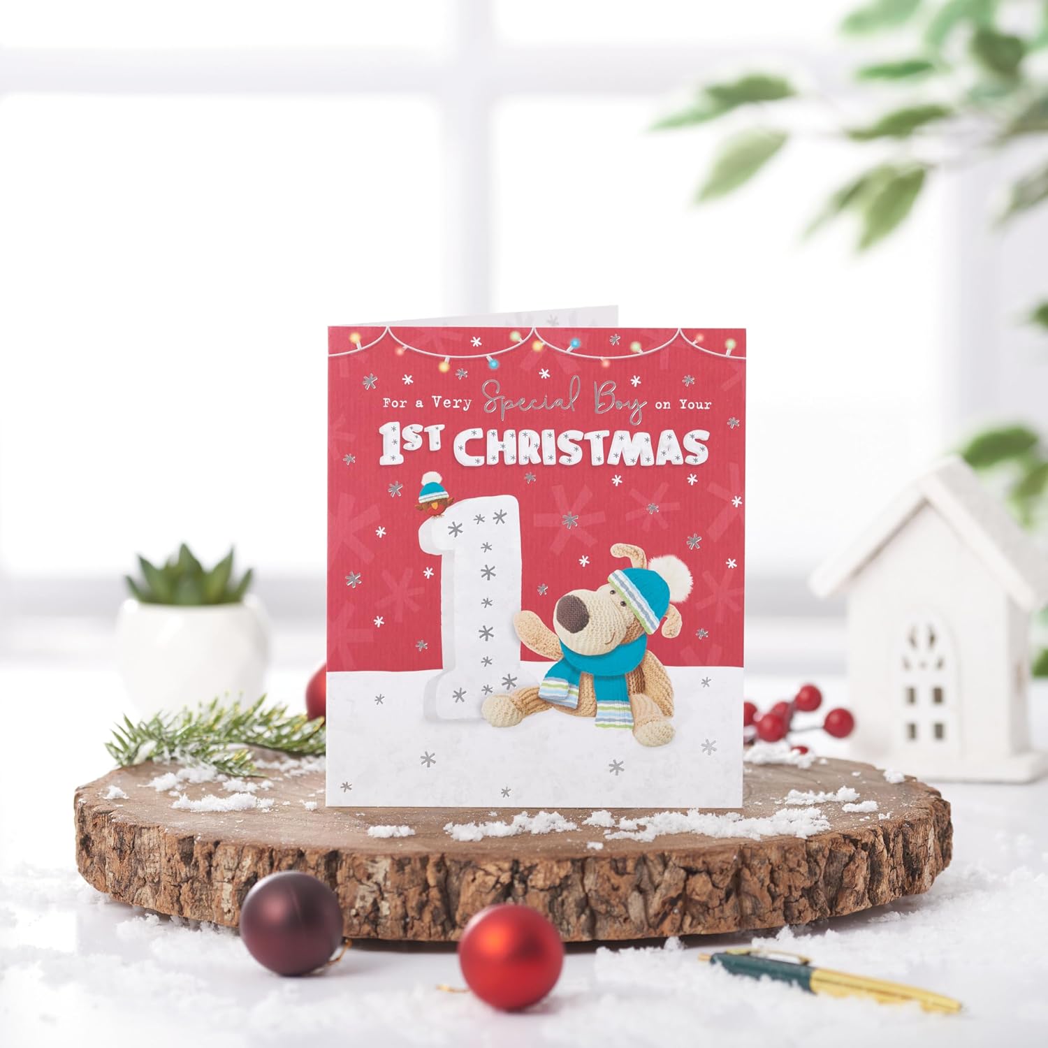 Boofle | Christmas Card for Baby Boy's 1st Christmas | Xmas Presents | Him, Boys, Men | Cute Design | With Envelope | 18.4 x 15.9 cm
