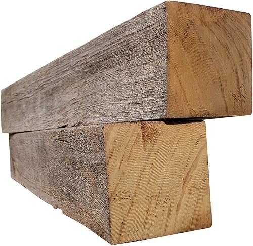 Viga de madera rústica reciclada y desgastada para manualidades, proyectos y decoración DIY (viga de 4x4x24)