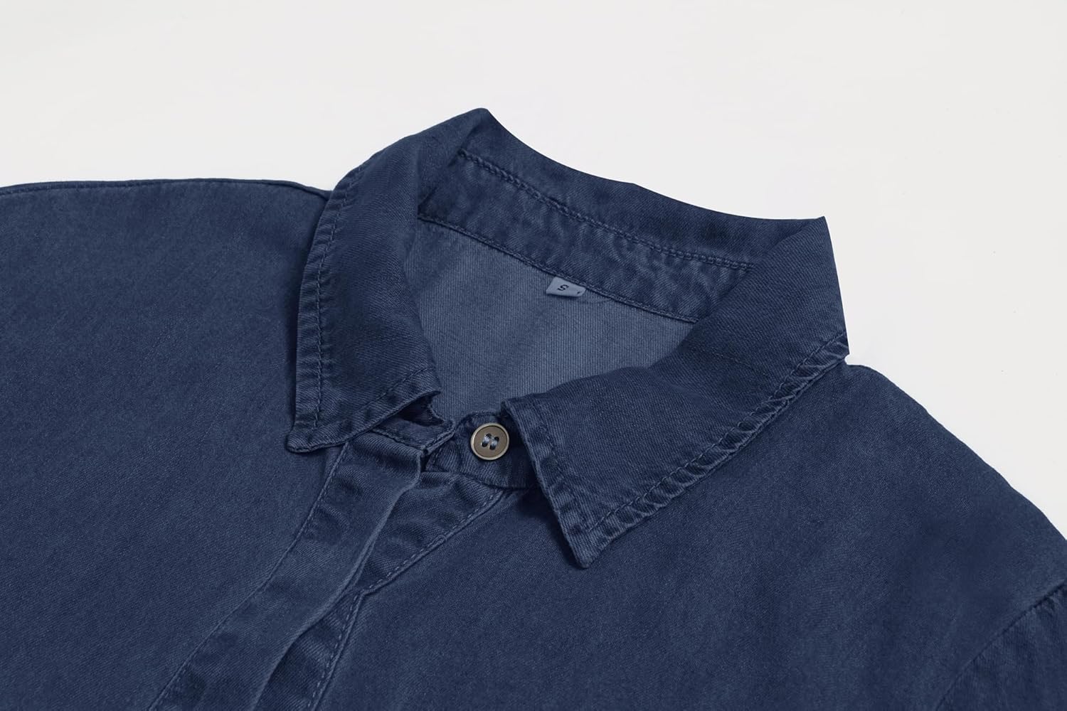 CHARTOU Women Long Sleeve Denim Button Up Shirt Dress Midi Jean Dress - Image 3