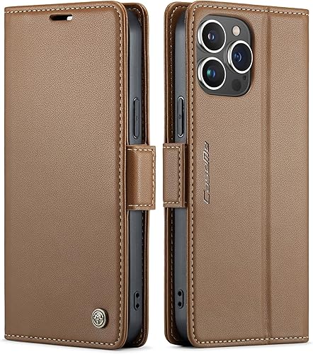 SINIANL Funda tipo cartera de cuero para iPhone 15 Pro Max con bloqueo RFID, para iPhone 15 Pro Max, funda para mujeres y hombres, tarjetero con