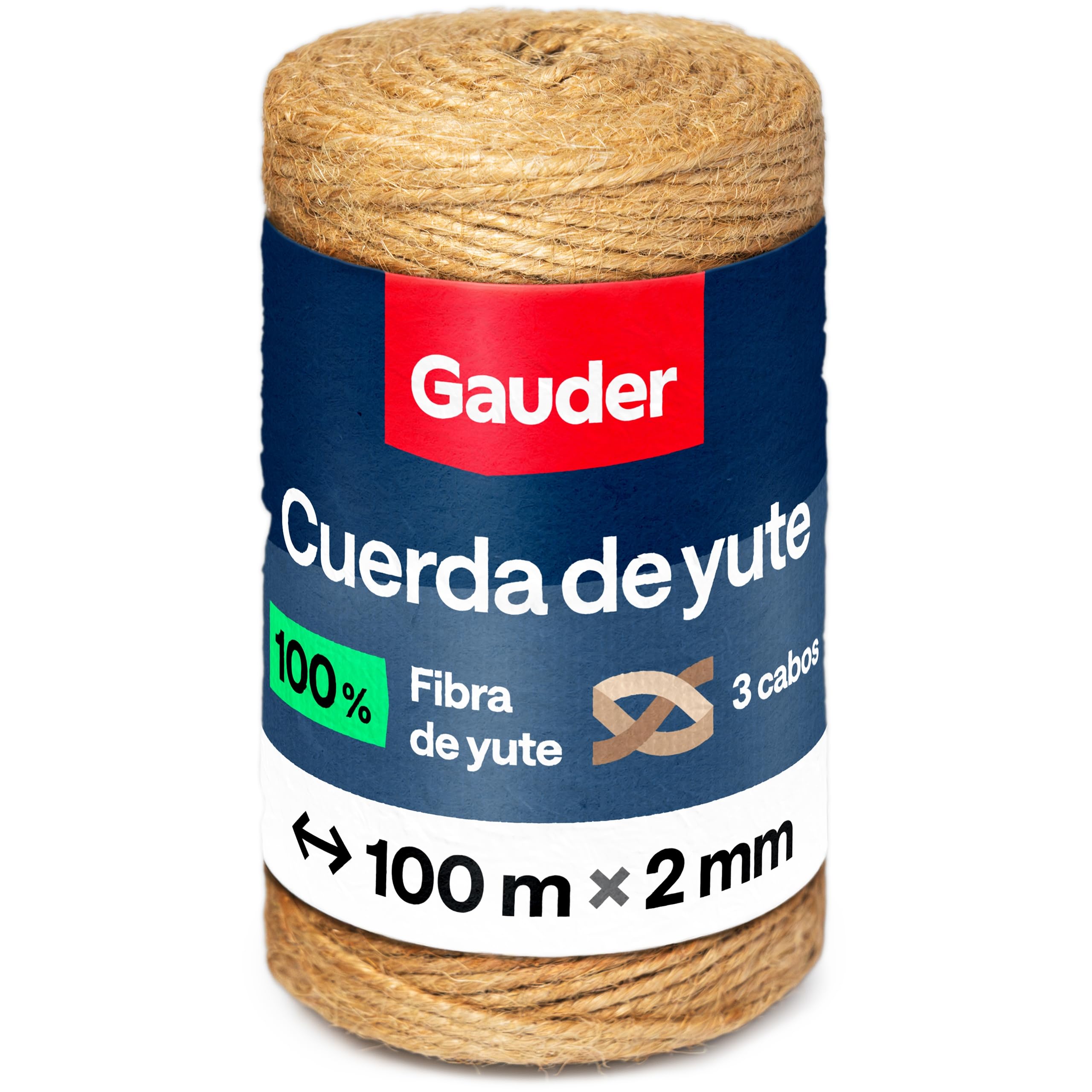 GAUDER Cordel de Yute Natural (100 m x 2 mm) – Hilo de jardín & ataduras para Plantas – Cuerda para macramé & Manualidades – Cordel de Embalaje – Decoración Natural