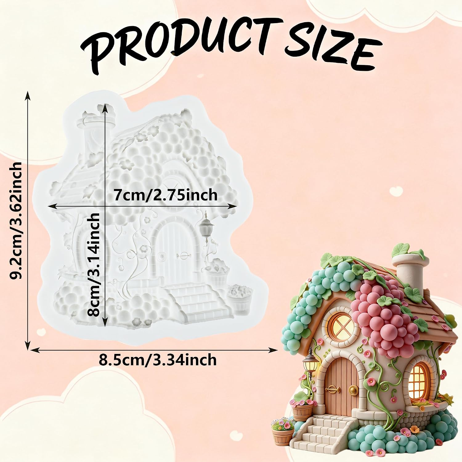 Grape House Silicone Mold Fruit House Polymer Clay Molds