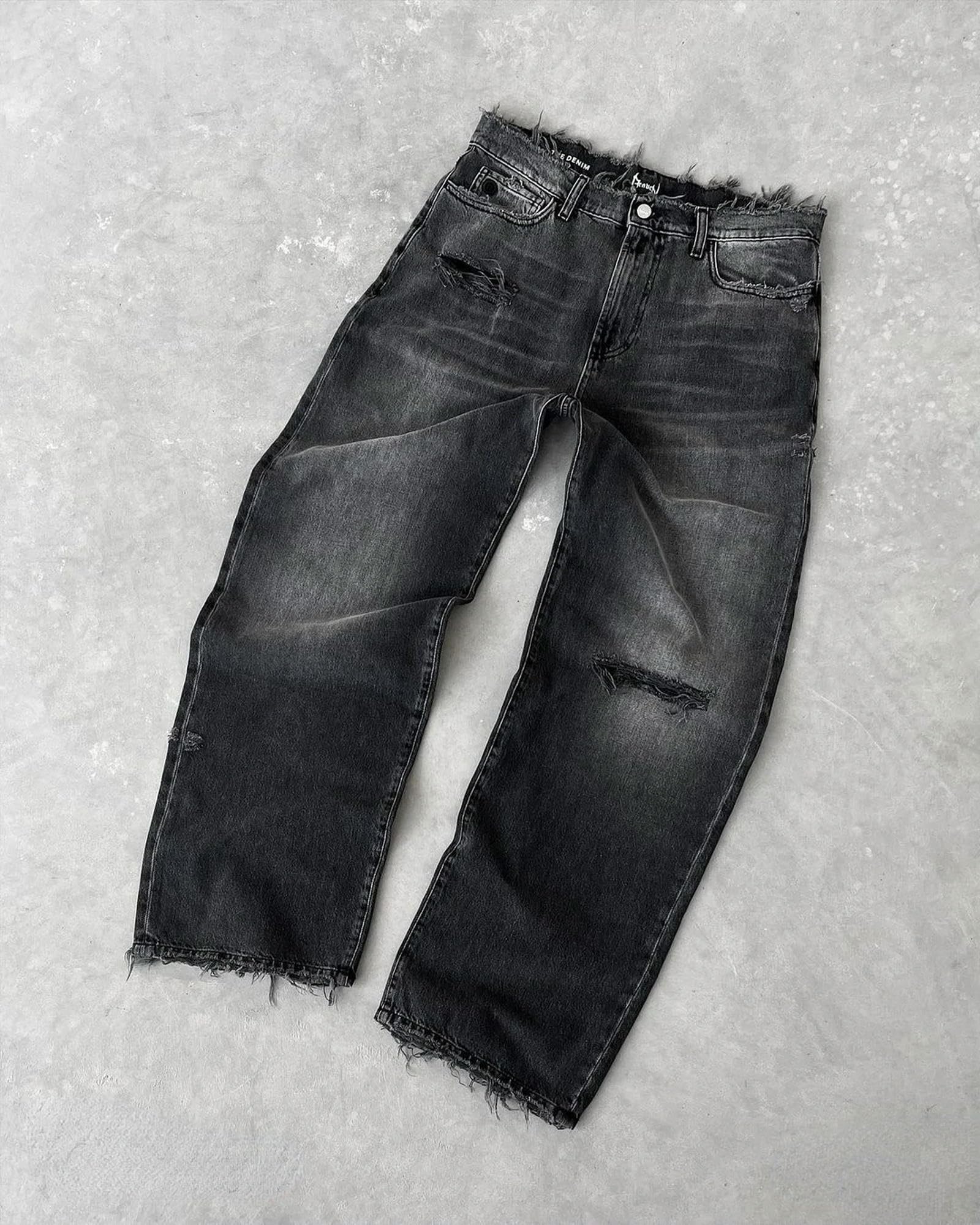 Frauen Mode Straße Bekleidung Retro Große Baggy Jeans Gothic Casual Hohe Taille Gerade Bein Jeans