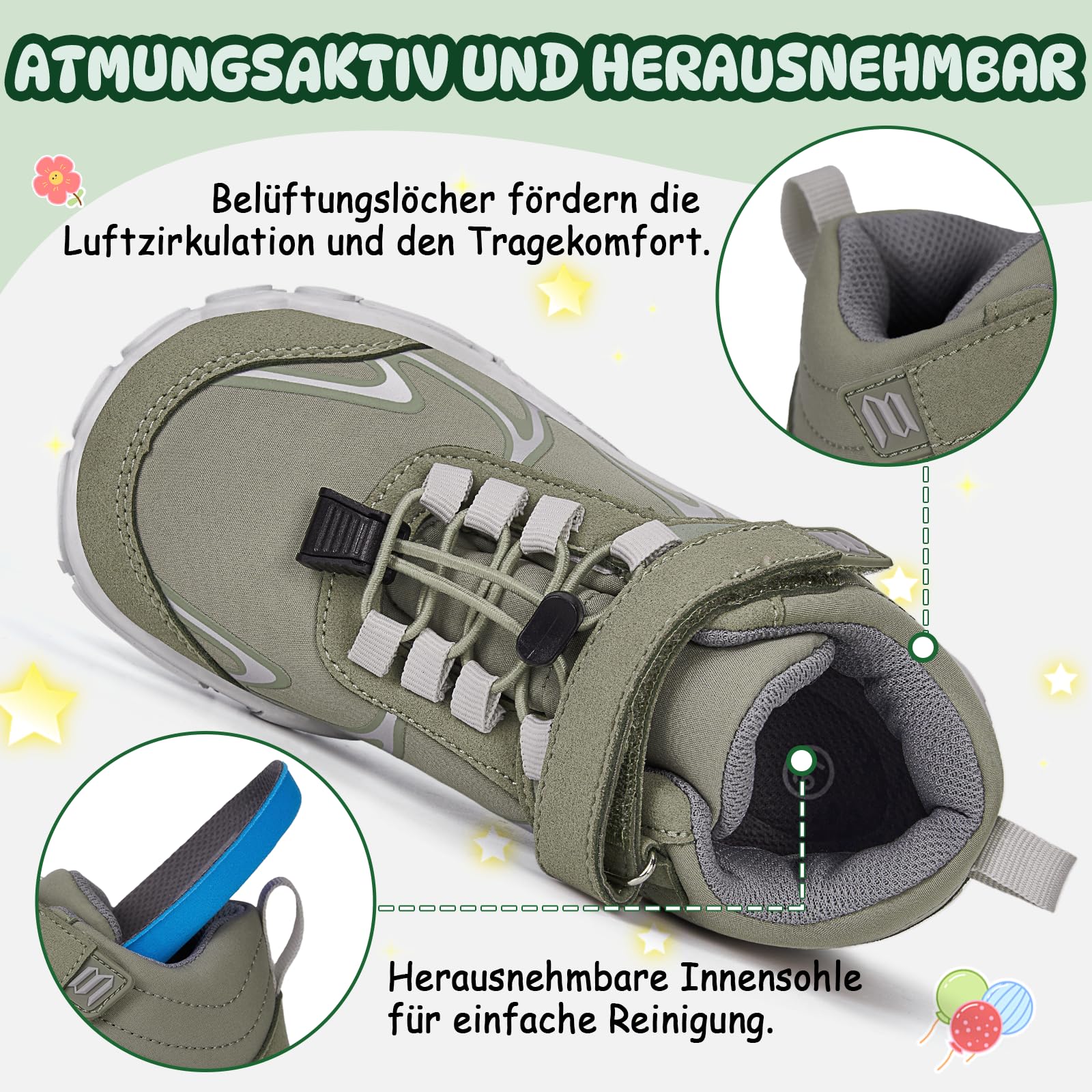 Barfussschuhe Kinder Barfußschuhe Jungen Mädchen Leicht Wanderschuhe Minimal Barfuß Sneaker Outdoor Wasserabweisend rutschfest Barefoot Shoes Kids Gr.27-35