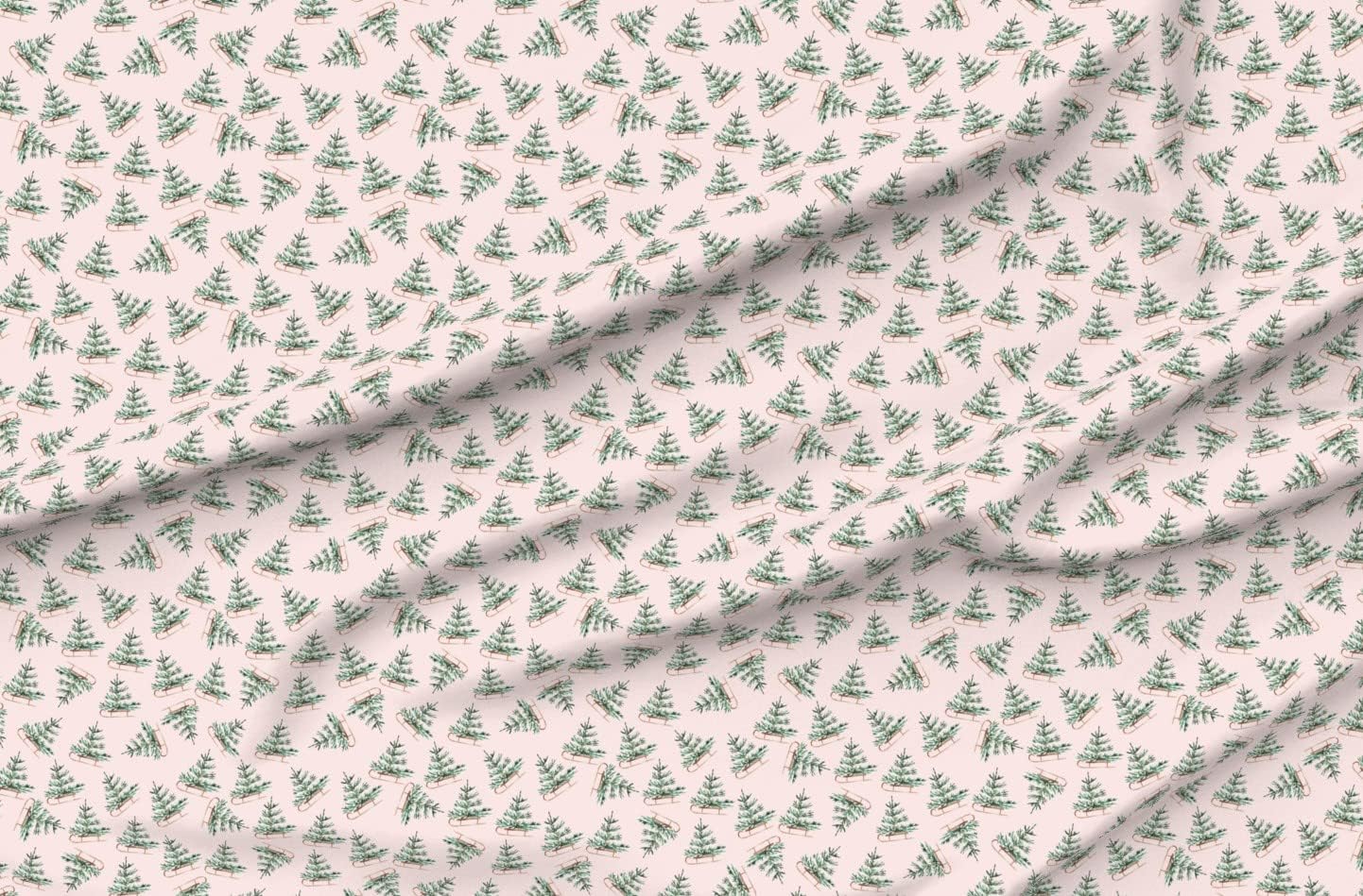 Spoonflower Fabric - Pink Snowflakes Ditsy Tossed Cute Christmas Winter Snow Printed on Petal Signature Cotton Fabric by the Yard - Sewing Quilting Apparel Crafts Decor