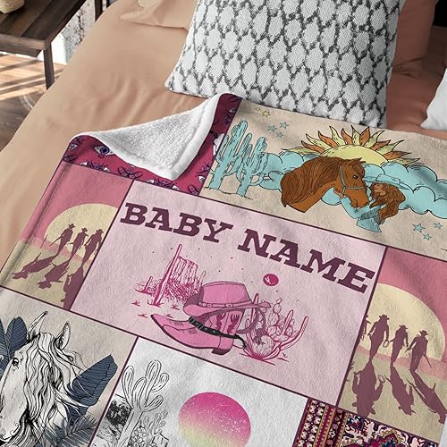 Miniatura 111 de Manta de bebé occidental, mantas de bebé personalizadas para niños, manta de vaquero para niños y niñas, manta de felpa personalizada con nombre