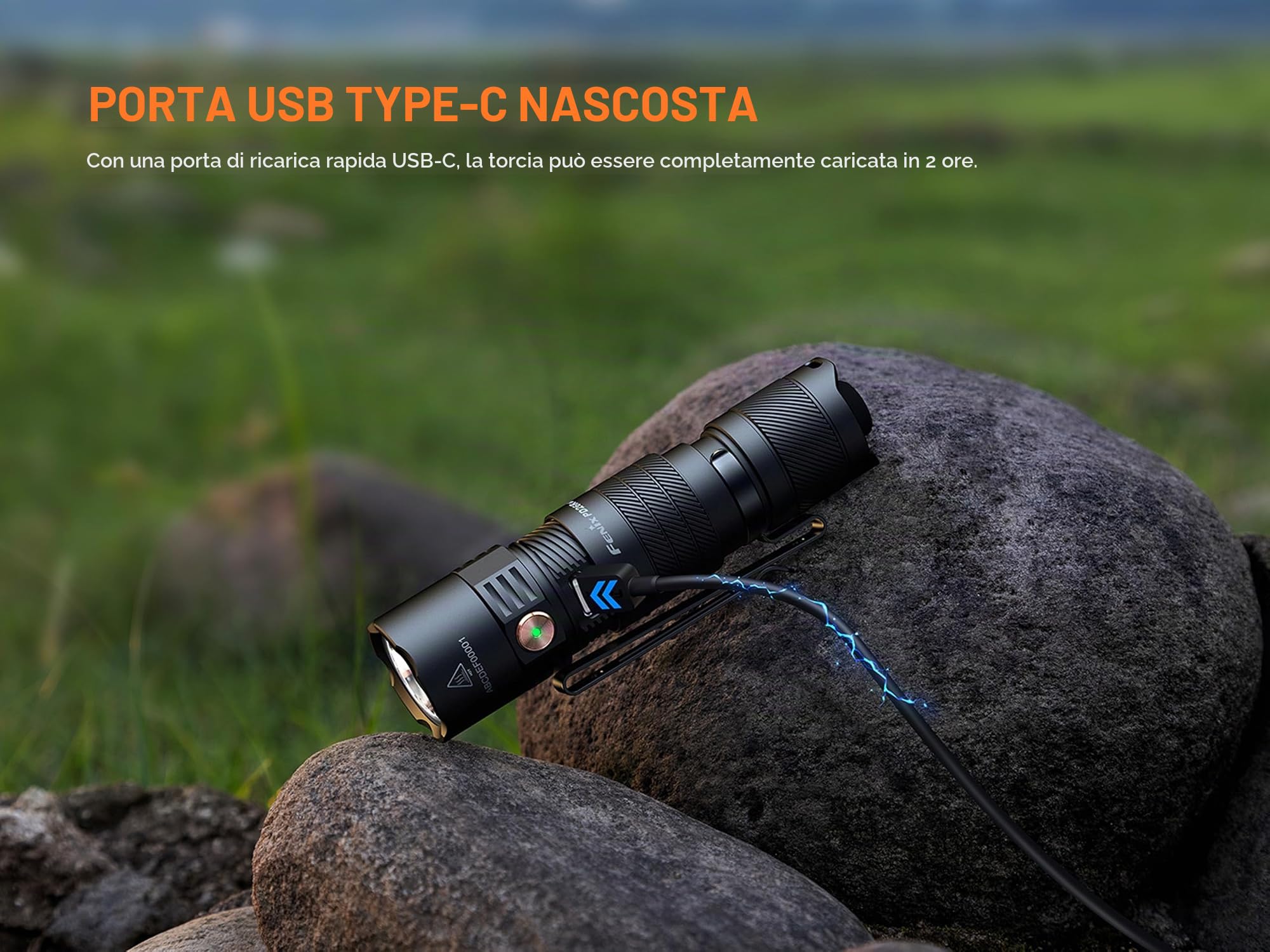 Fenix PD26R ACE - Torcia ricaricabile compatta per esterni e di sicurezza, 1300 lumen, 354 m, 556 ore massime, funzione impostata, profili selezionabili, copertura porta USB rotante, IP68