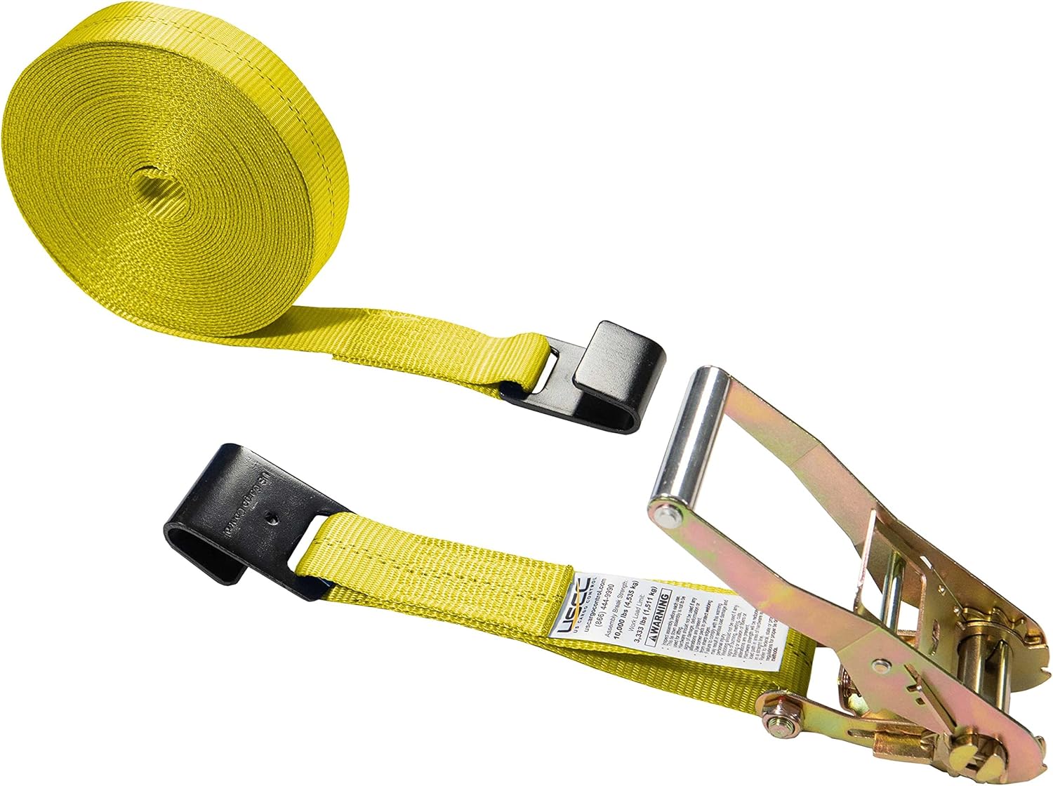2" X 50' Ratchet Tie Down Strap with Long, Wide Handle & Flat Hooks