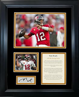 Framed Tom Brady 100K Passing Yards Record Facsimile Laser Engraved Signature Auto Tampa Bay Buccaneers Football 11"x14" Photo Sig Collage