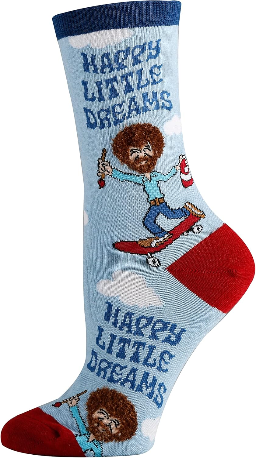 ooohyeah Women's Novelty Funny Bob Ross Crew Socks, Holiday Crazy Fun Dress Socks, Fits Shoe Size 5-10 - Image 3