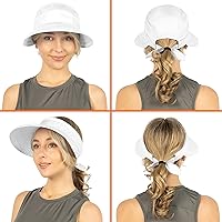 Vista 49 de SUN CUBE Sombrero de sol para mujer para protección UV al aire libre, sombrero de sol de ala ancha, cola de caballo, sombrero de playa convertible