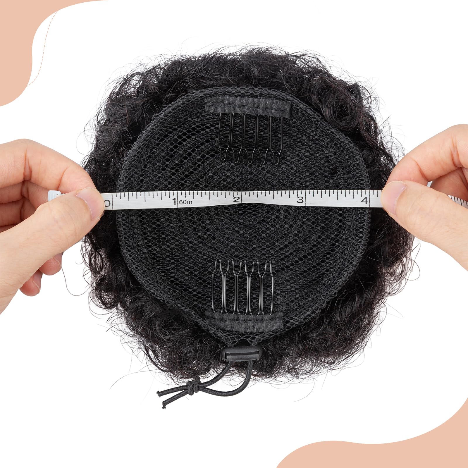 S-noilite Afro Puff Drawstring Ponytail Kinky Curly Bun Hair 1 Pieces Real Human Hair Extensions Remy Updo Hair for Black Women Girls Small (Natural Black) - Image 4