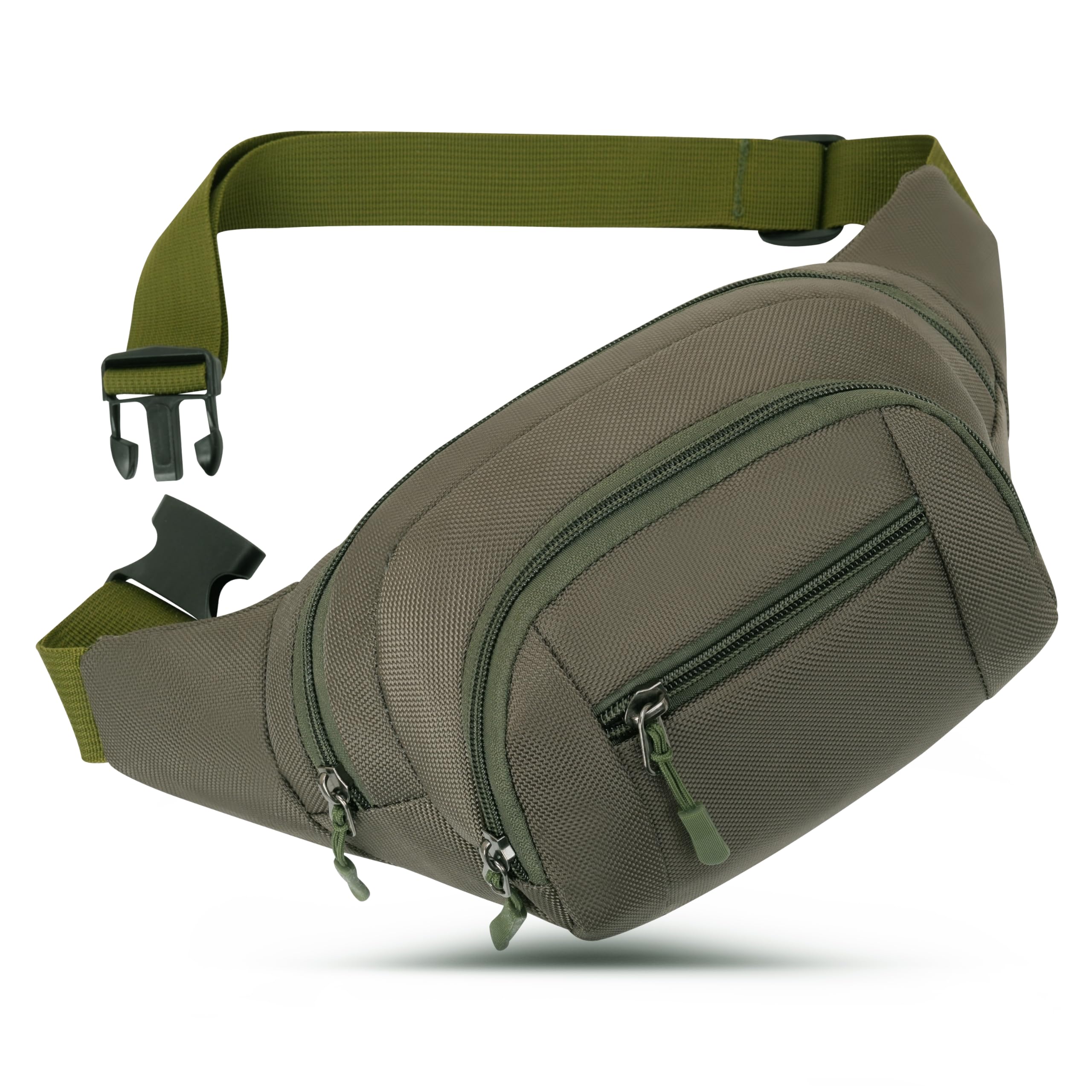 GERIINEER Bumbags Waist Fanny Pack for Women Ladies Men Waterproof Unisex Bum Bag for Dog Walking Running Traveling Cycling Hiking Outdoor Sport (Olive)