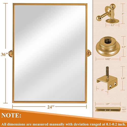 Miniatura 7 de NeuType Espejos de baño para pared, espejo de pared de granja, espejo pivote de baño para entradas, salas de estar, marco de metal, rectangular,