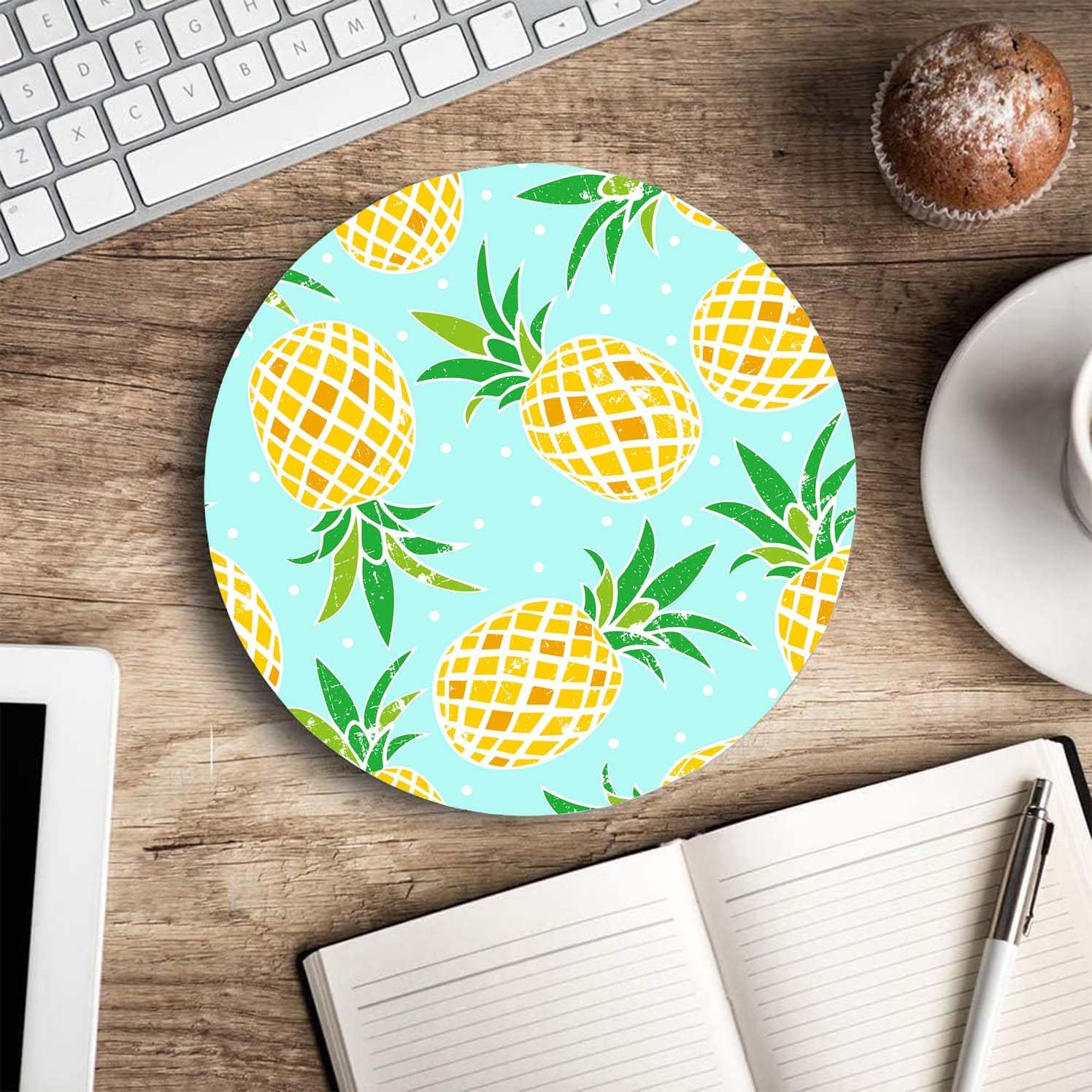 Mouse Pad, Pineapple Customized Premium-Textured Round Mouse Pad, Washable Mousepads with Non-Slip Rubber Base Computer Mouse Pads for Wireless Mouse 7.9×7.9×0.12 inches image 5