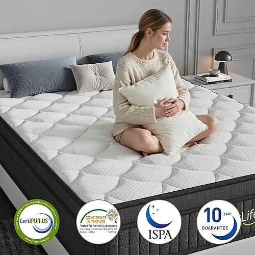 Miniatura 4 de Colchón híbrido multicapa Queen de 12 pulgadas, colchón Cochones, colchón de néctar, firmeza media, fresco y transpirable, resortes individuales en